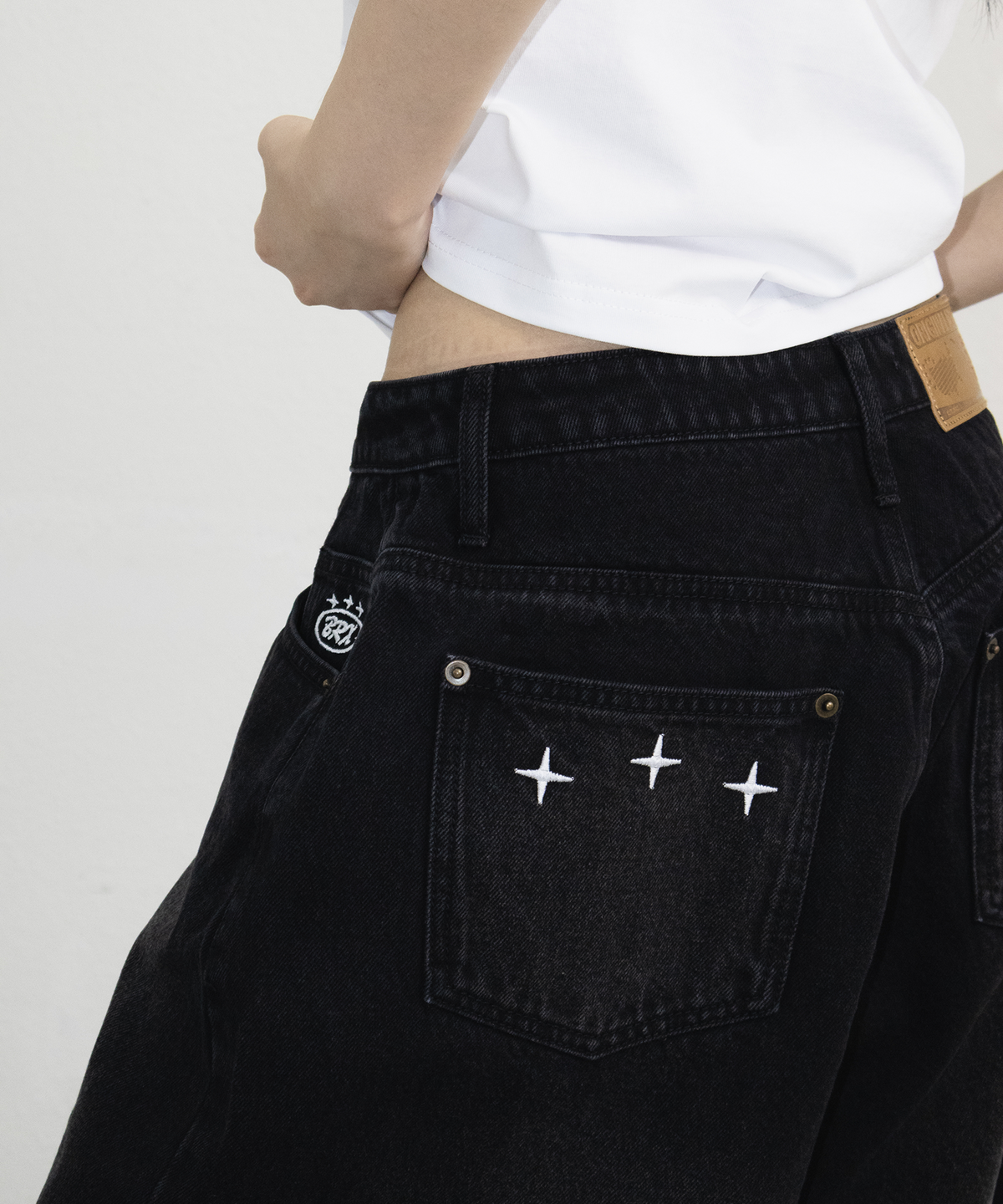 본엑스(BORNX) 3Star Demim Bermuda Pants (Black)