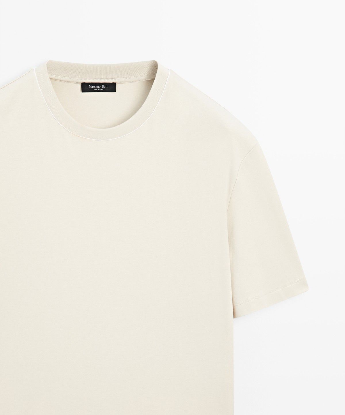 마시모두띠(MASSIMO DUTTI) 배색 라운드넥 반팔 티셔츠