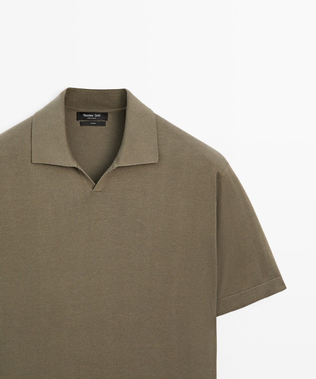 마시모두띠(MASSIMO DUTTI) 100% 코튼 브이넥 니트 폴로 셔츠