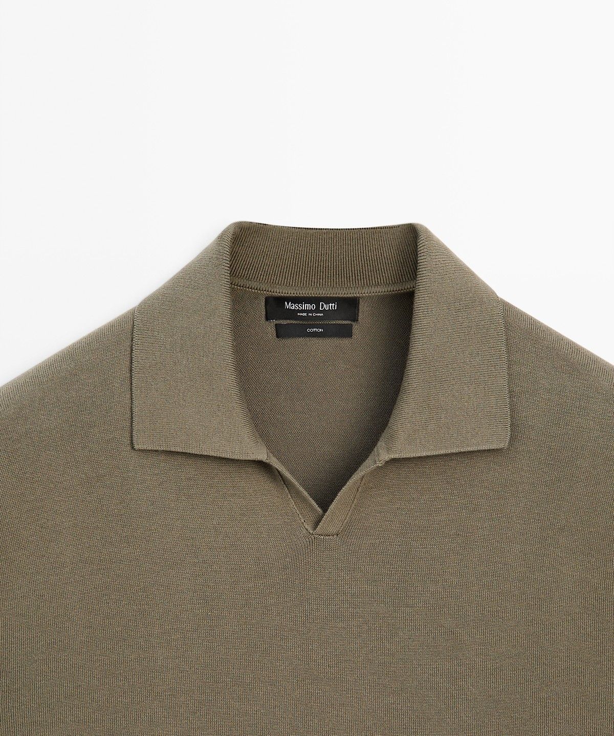마시모두띠(MASSIMO DUTTI) 100% 코튼 브이넥 니트 폴로 셔츠
