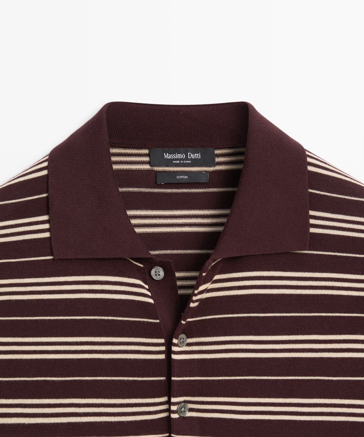 마시모두띠(MASSIMO DUTTI) 100% 코튼 스트라이프 니트 폴로 셔츠