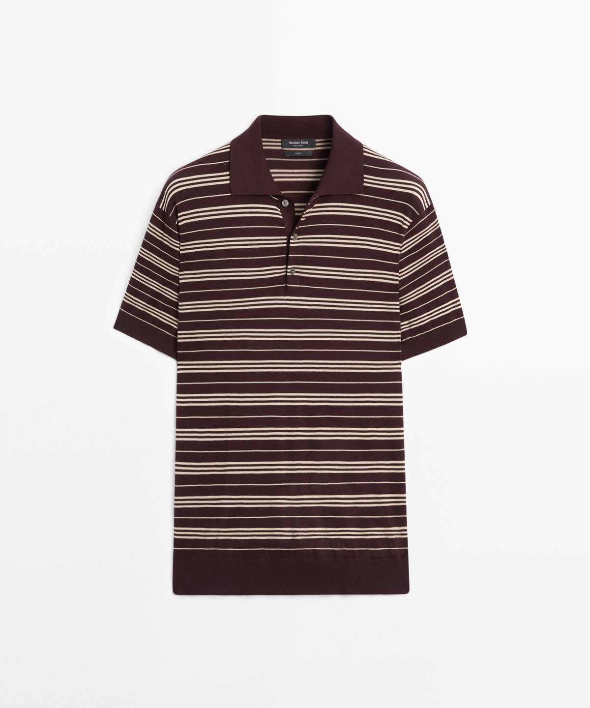 마시모두띠(MASSIMO DUTTI) 100% 코튼 스트라이프 니트 폴로 셔츠