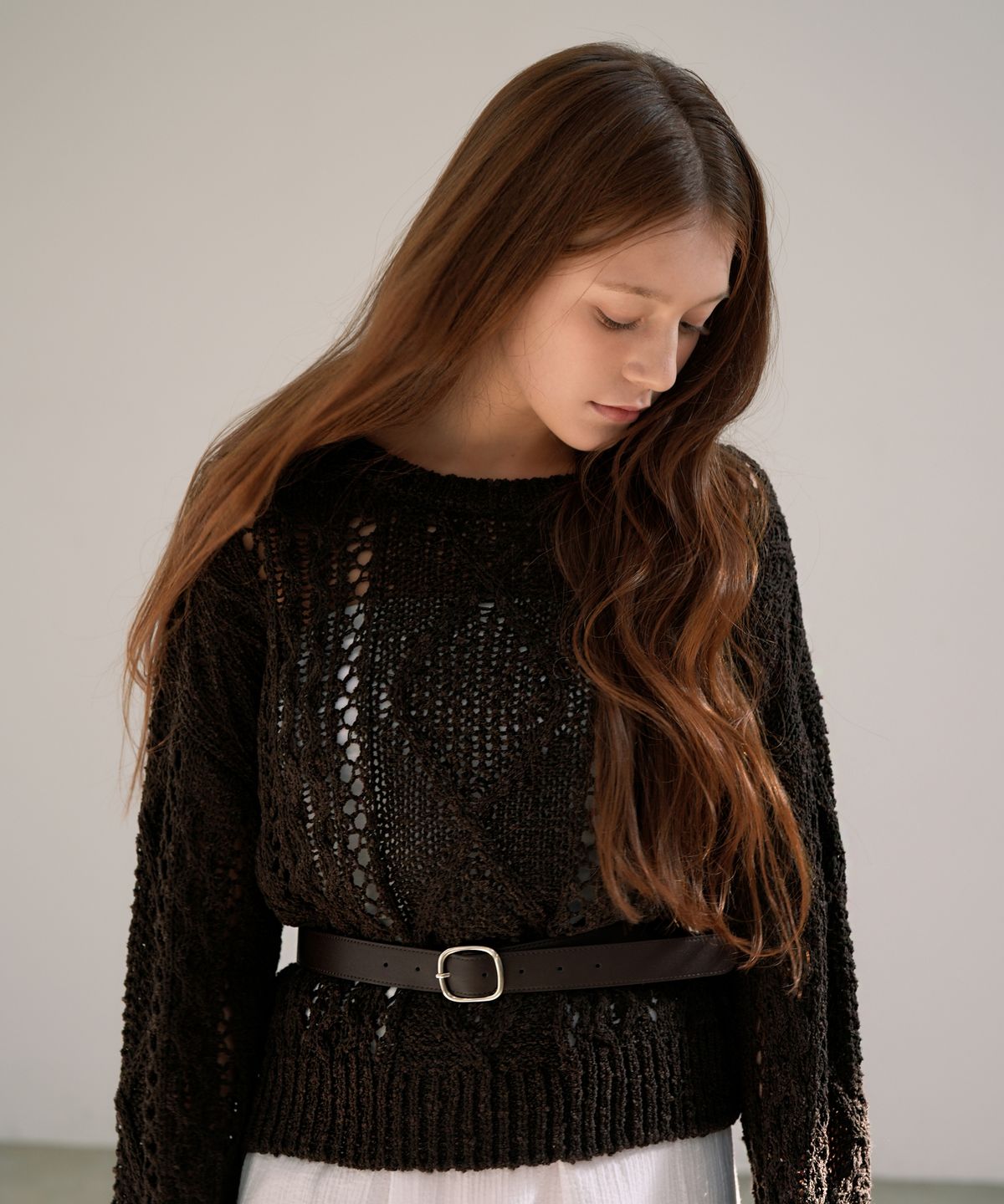 블레티(VLETI) Summer Fisherman Cable Loose Fit Knit (brown)