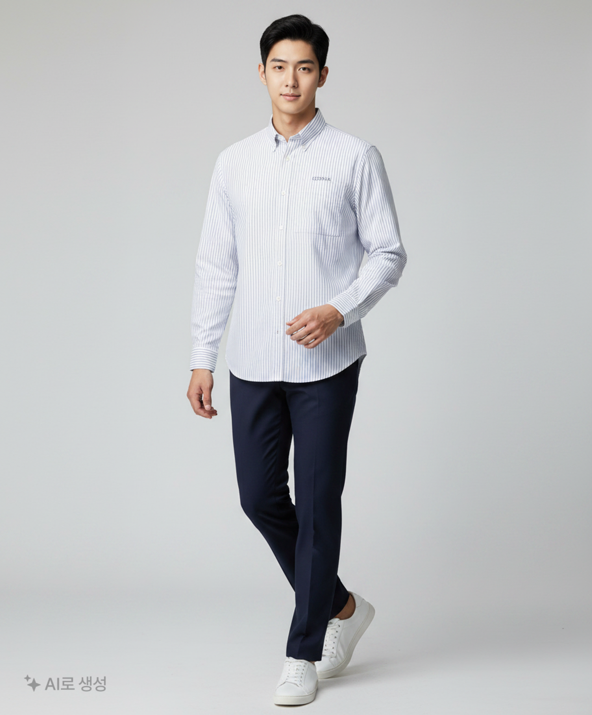에데닉(EDENIK) 페이크 레이어드 스트라이프 셔츠(블루)_EZS2BL01BU 1