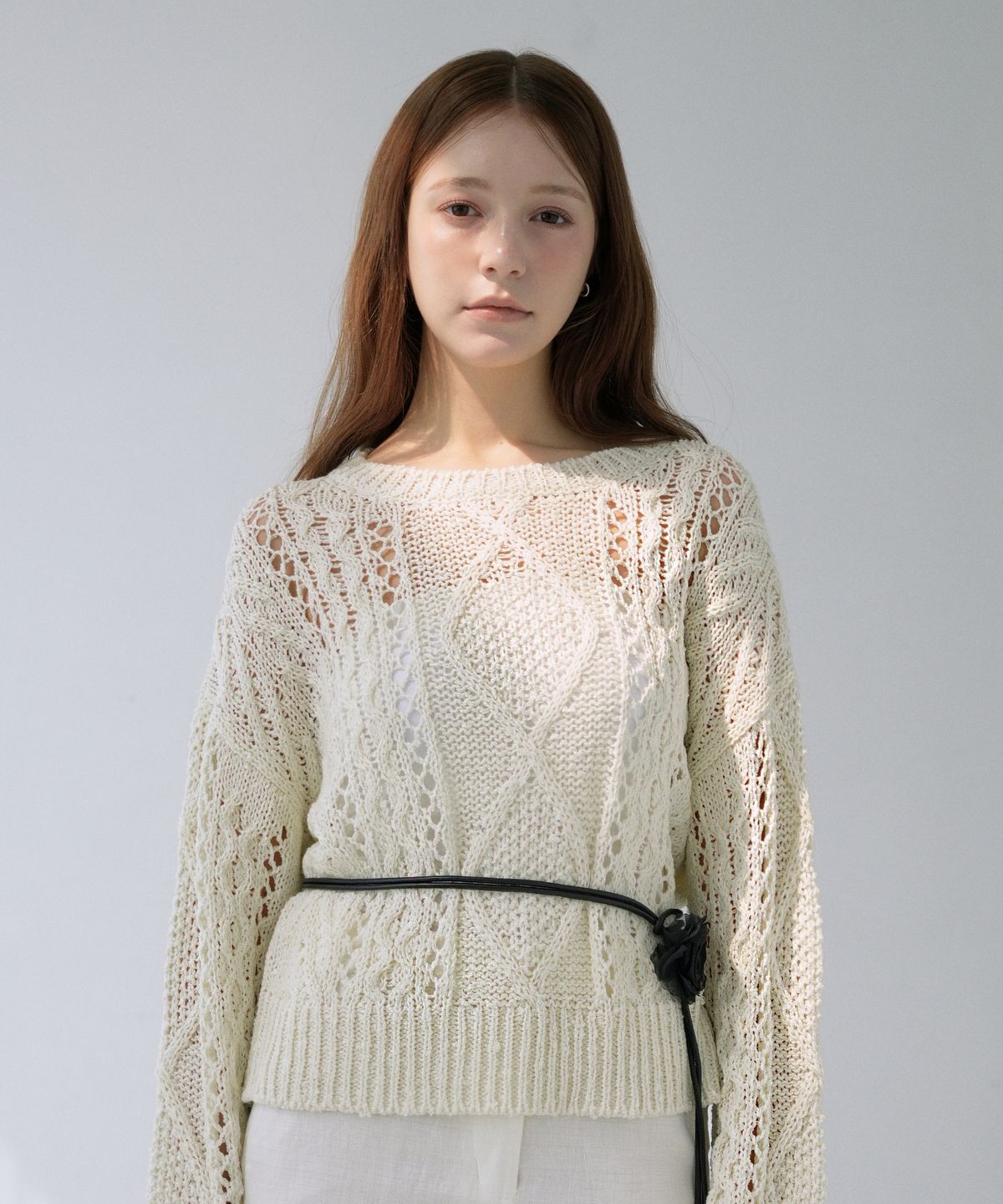 블레티(VLETI) Summer Fisherman Cable Loose Fit Knit (cream)