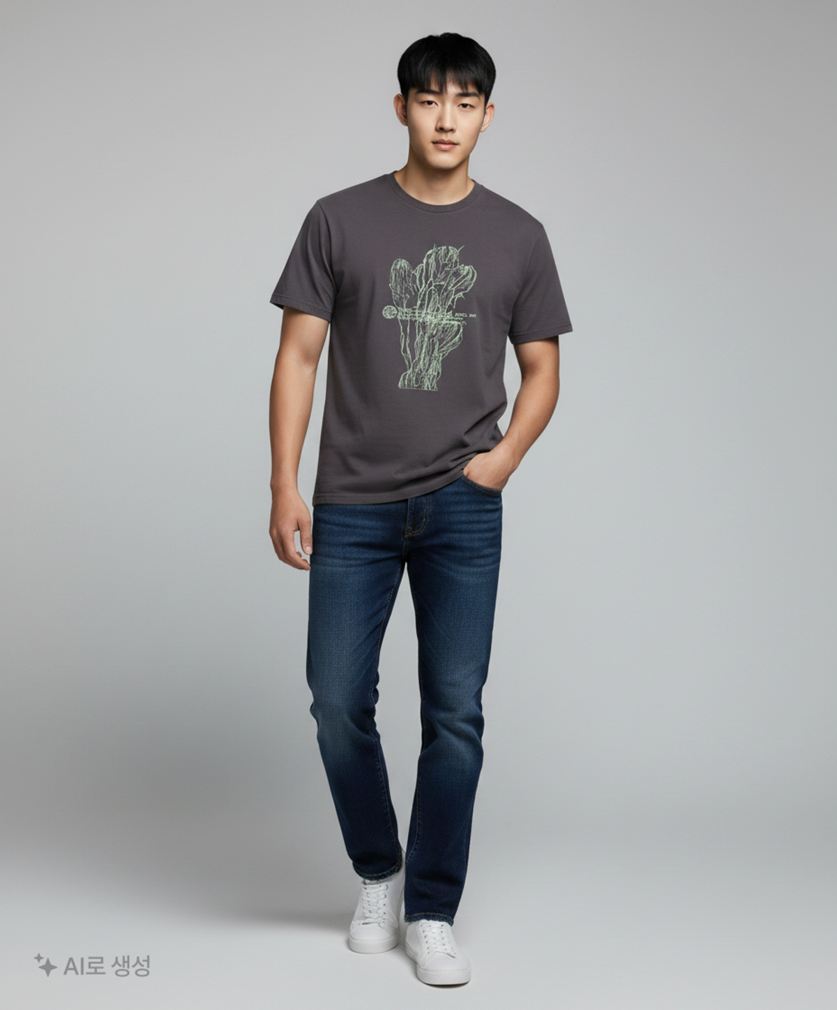 메종미네드(MAISON MINED) CACTUS GRAPHY HALF SLEEVE BLACK M