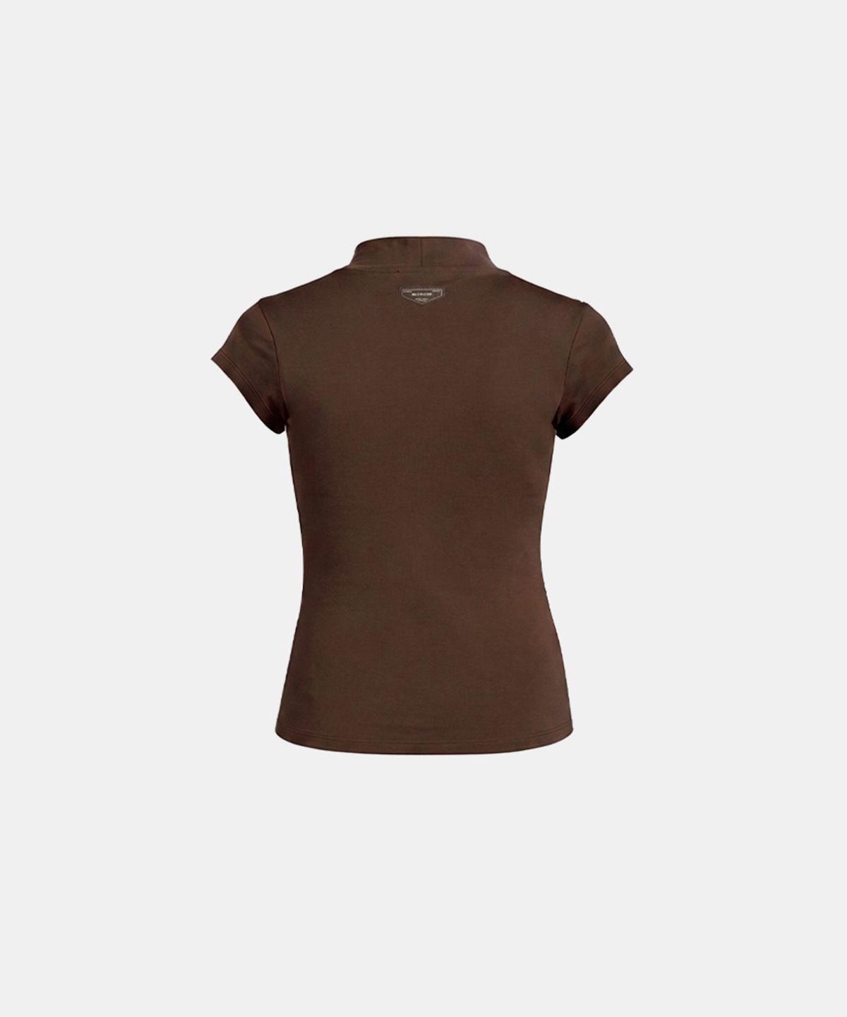 배드블러드(BADBLOOD) Everyday Mock-Neck Short Sleeve T-Shirt - Brown
