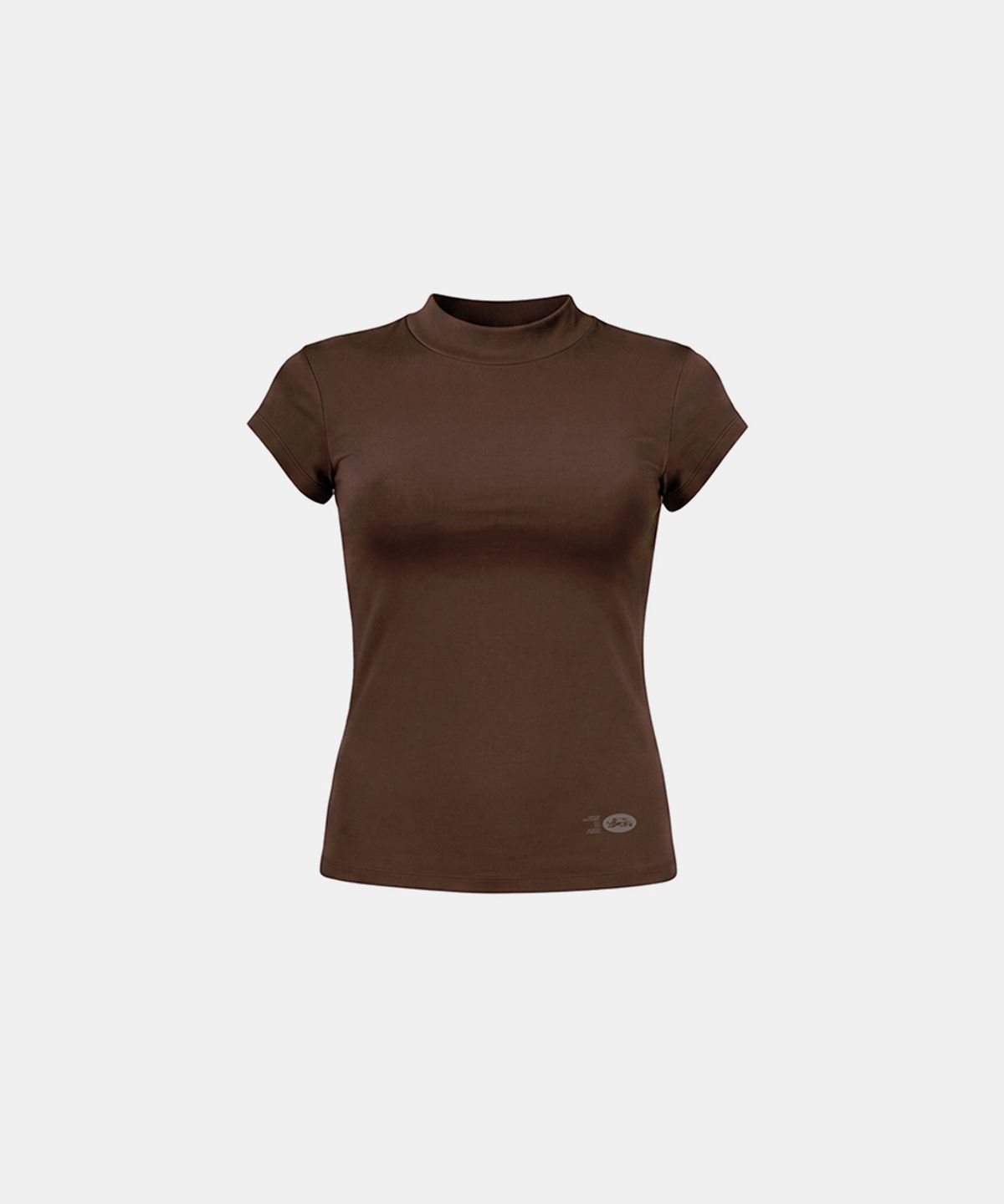 배드블러드(BADBLOOD) Everyday Mock-Neck Short Sleeve T-Shirt - Brown