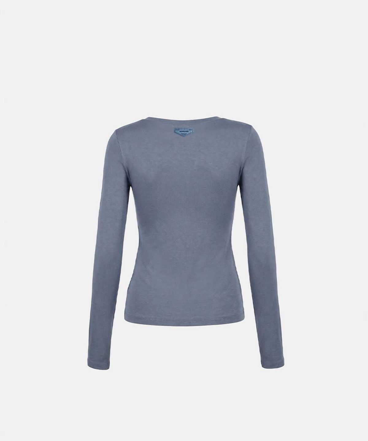 배드블러드(BADBLOOD) Everyday Scoop Neck Long Sleeve T-Shirt - Blue gray