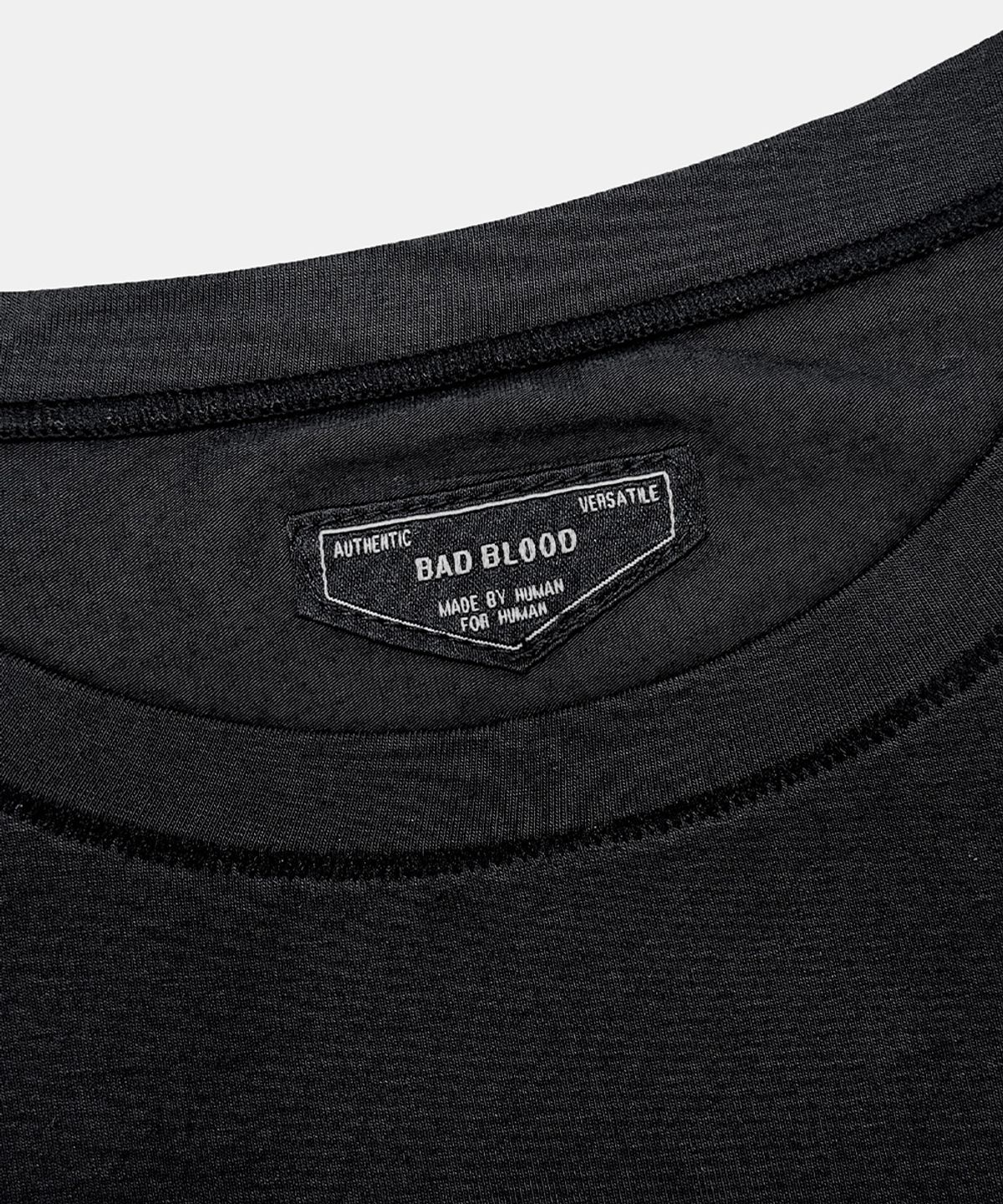 배드블러드(BADBLOOD) Everyday Crew Neck Long Sleeve T-Shirt - Black