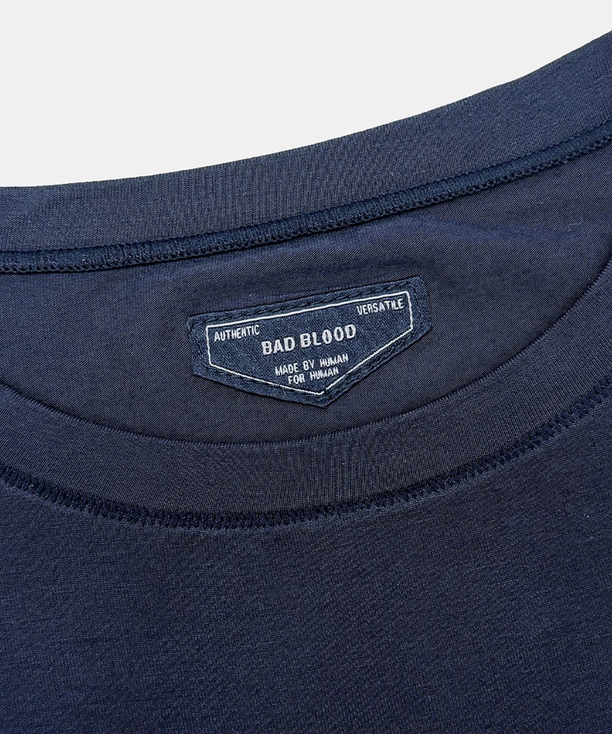 배드블러드(BADBLOOD) Everyday Crew Neck Long Sleeve T-Shirt - Navy