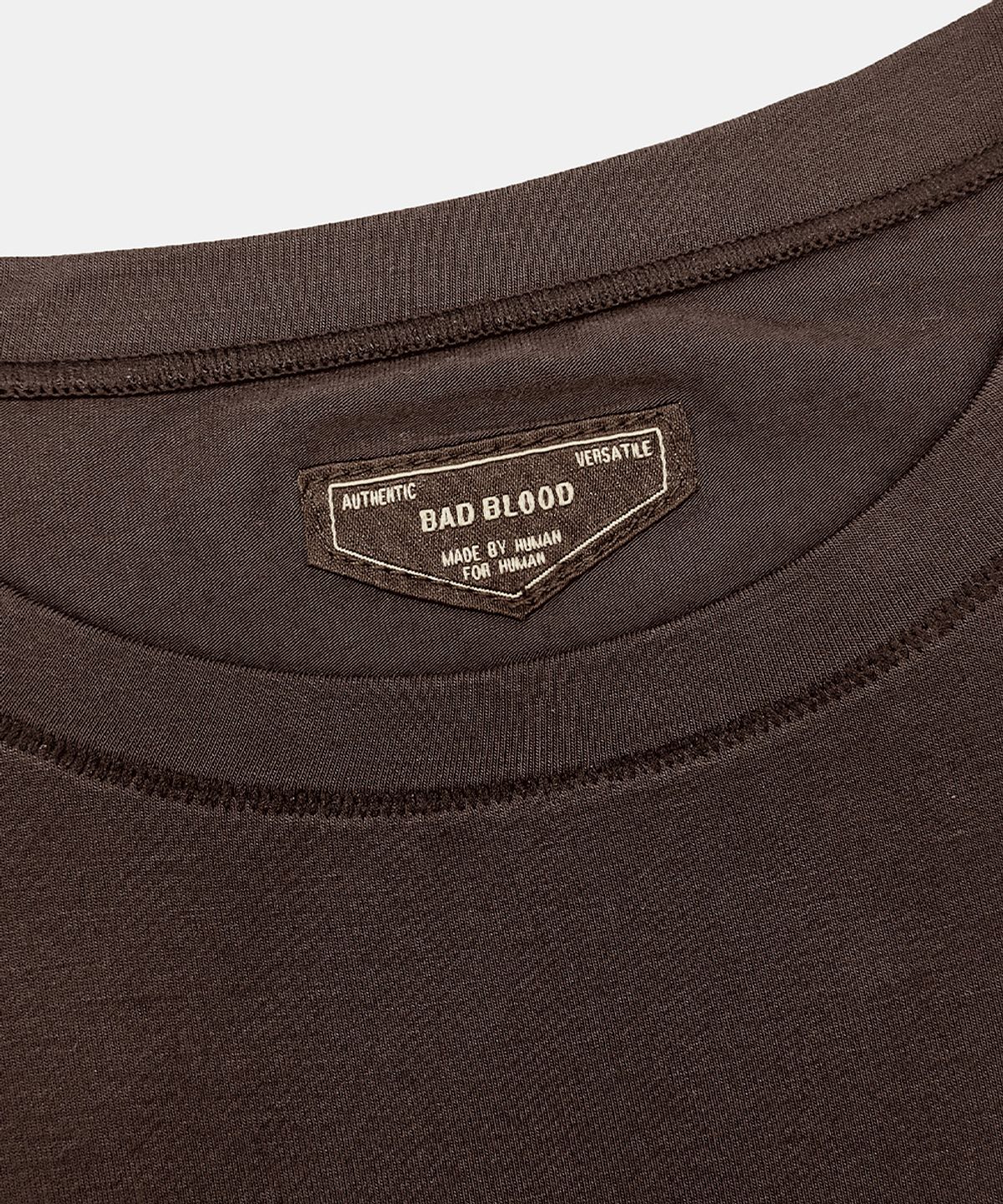 배드블러드(BADBLOOD) Everyday Crew Neck Long Sleeve T-Shirt - Brown