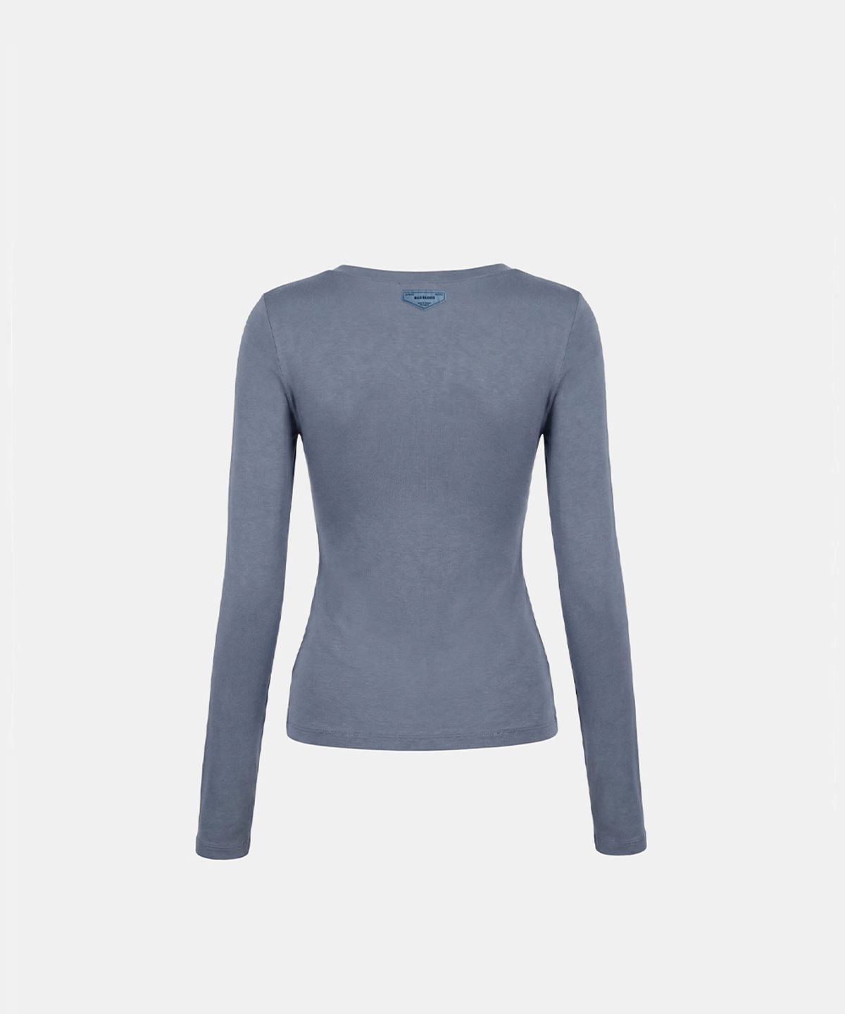 배드블러드(BADBLOOD) Everyday Crew Neck Long Sleeve T-Shirt - Blue gray