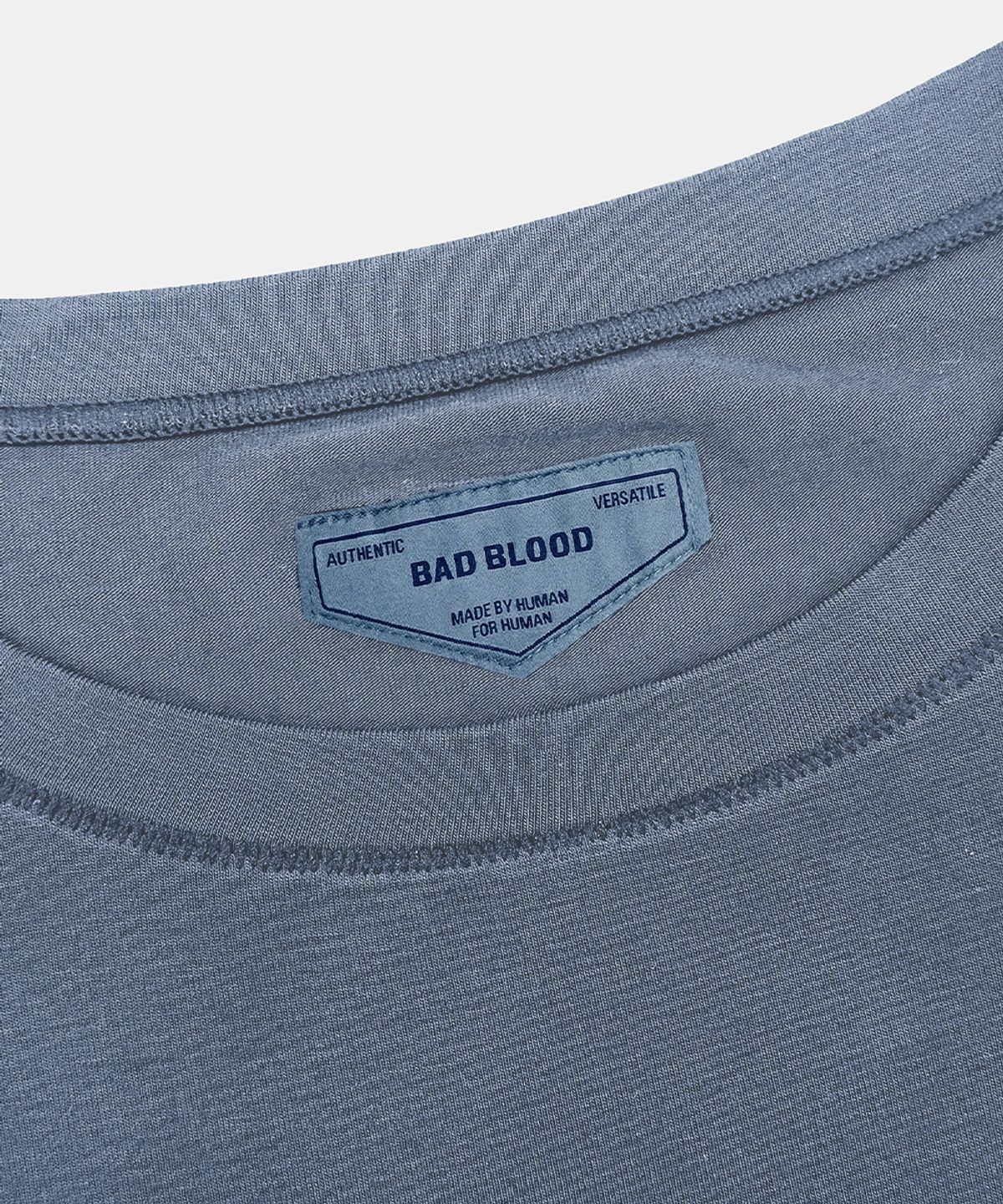 배드블러드(BADBLOOD) Everyday Crew Neck Long Sleeve T-Shirt - Blue gray