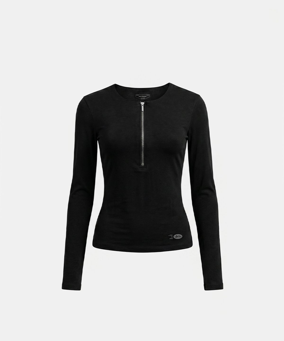 배드블러드(BADBLOOD) Everyday Zip Henley Long Sleeve T-Shirt - Black