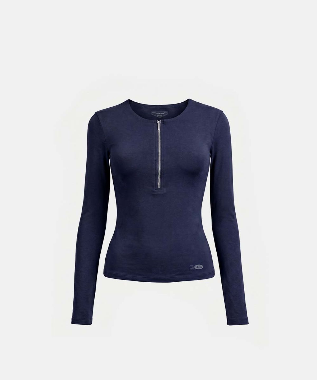 배드블러드(BADBLOOD) Everyday Zip Henley Long Sleeve T-Shirt - Navy
