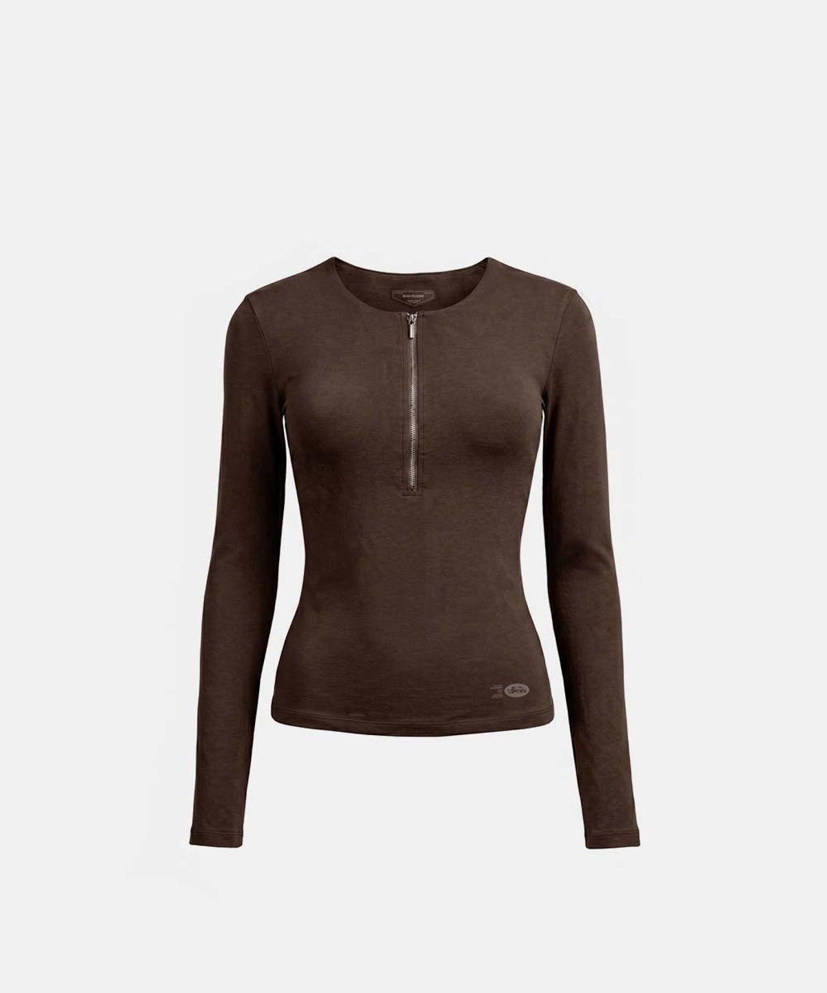 배드블러드(BADBLOOD) Everyday Zip Henley Long Sleeve T-Shirt - Brown