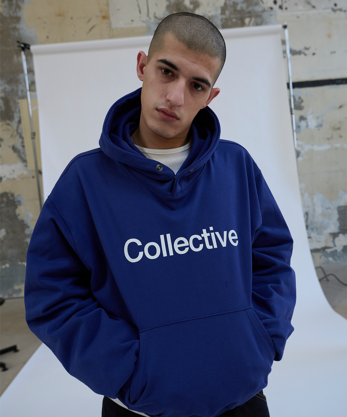 유프(YUPE) Collective Double Snap Hoodie - Blue