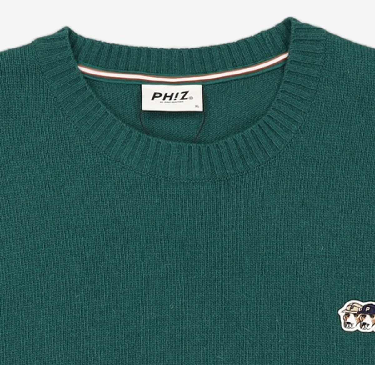 헤지스 피즈(HAZZYS PHIZ) [HAZZYS PHIZ] UNISEX 블랙 더블로고 와펜 크루넥니트 XL