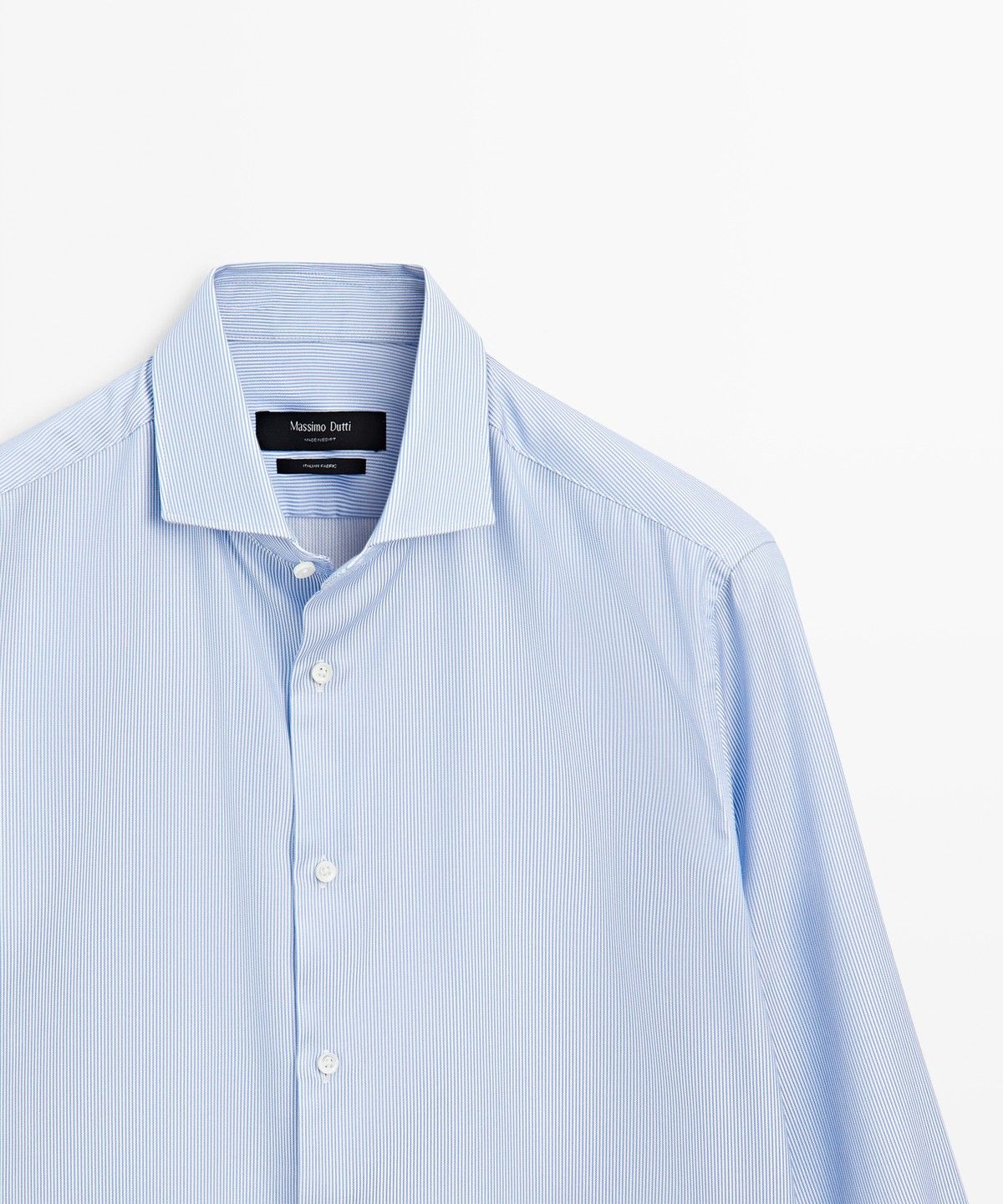 마시모두띠(MASSIMO DUTTI) 100% 코튼 슬림 핏 스트라이프 셔츠