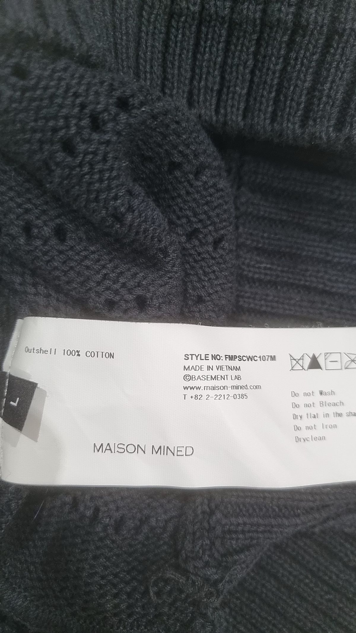 메종미네드(MAISON MINED) SAINT BLACK KNIT HALF SHIRTS L
