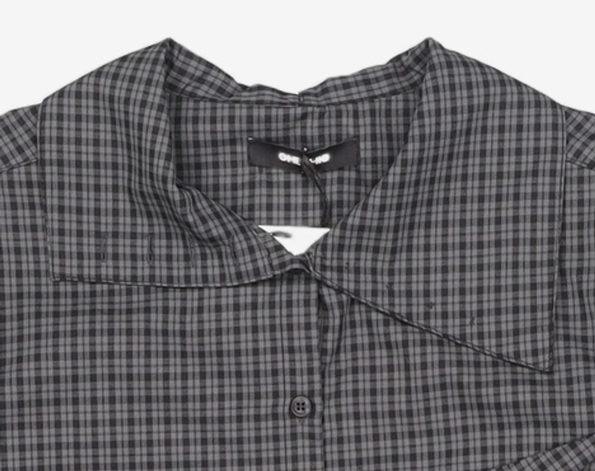 오헤시오(OHESHIO) LAYERED COLLAR SHIRT, CHARCOAL CHECK FREE