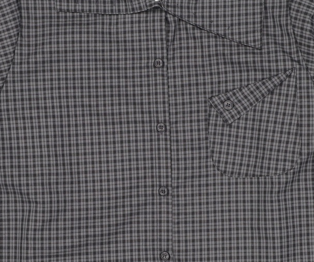 오헤시오(OHESHIO) LAYERED COLLAR SHIRT, CHARCOAL CHECK FREE