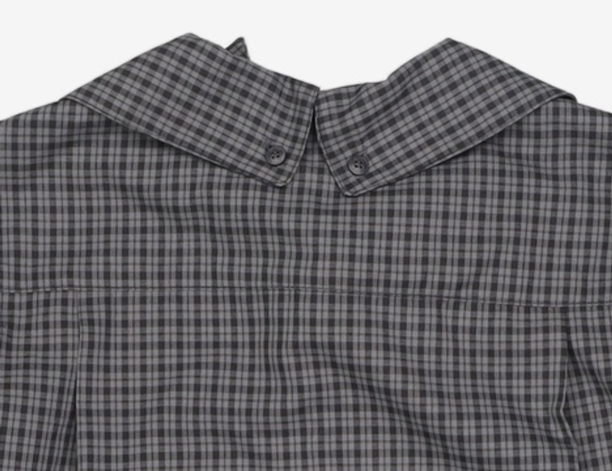 오헤시오(OHESHIO) LAYERED COLLAR SHIRT, CHARCOAL CHECK FREE