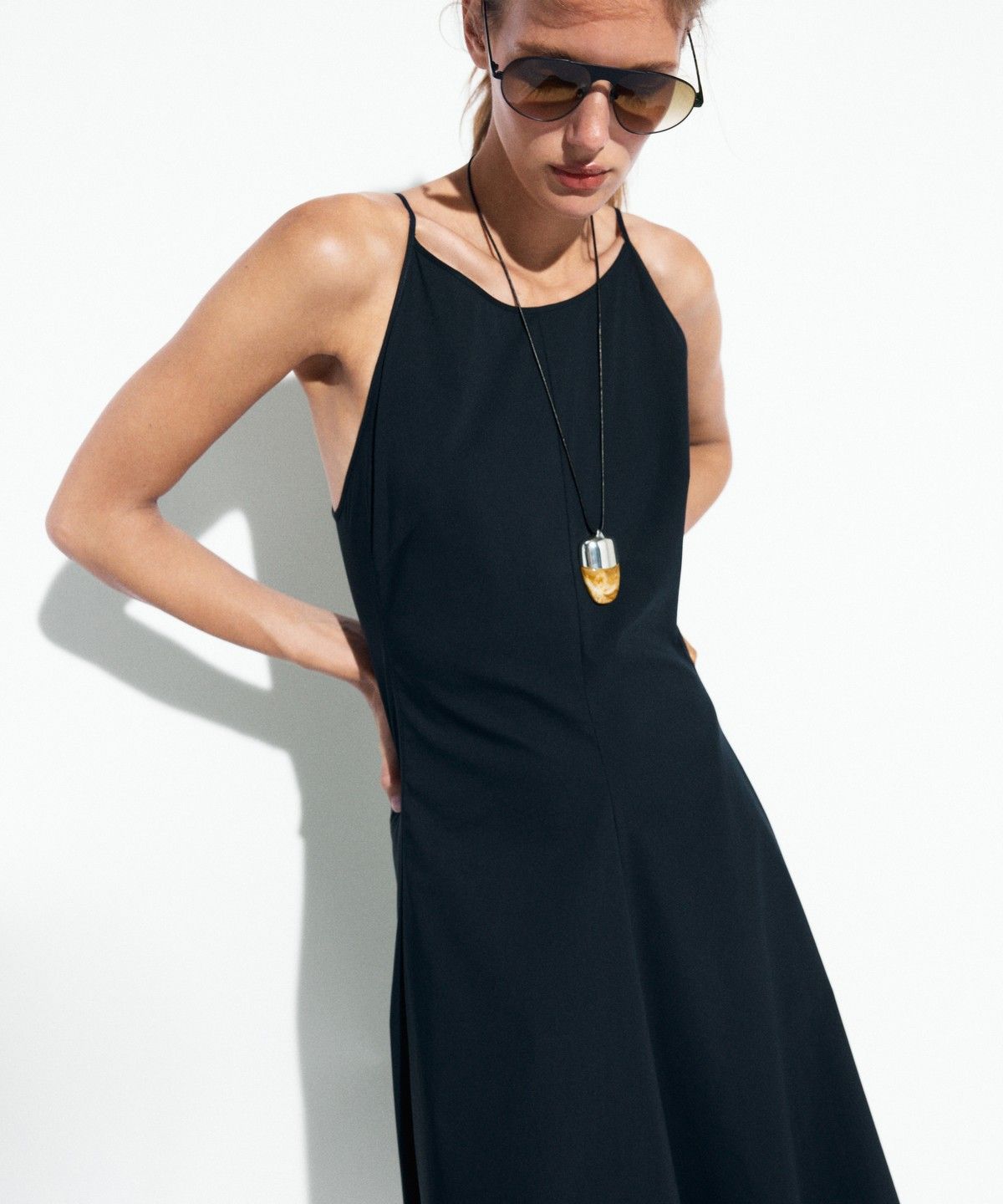 마시모두띠(MASSIMO DUTTI) 포플린 슬림 스트랩 원피스