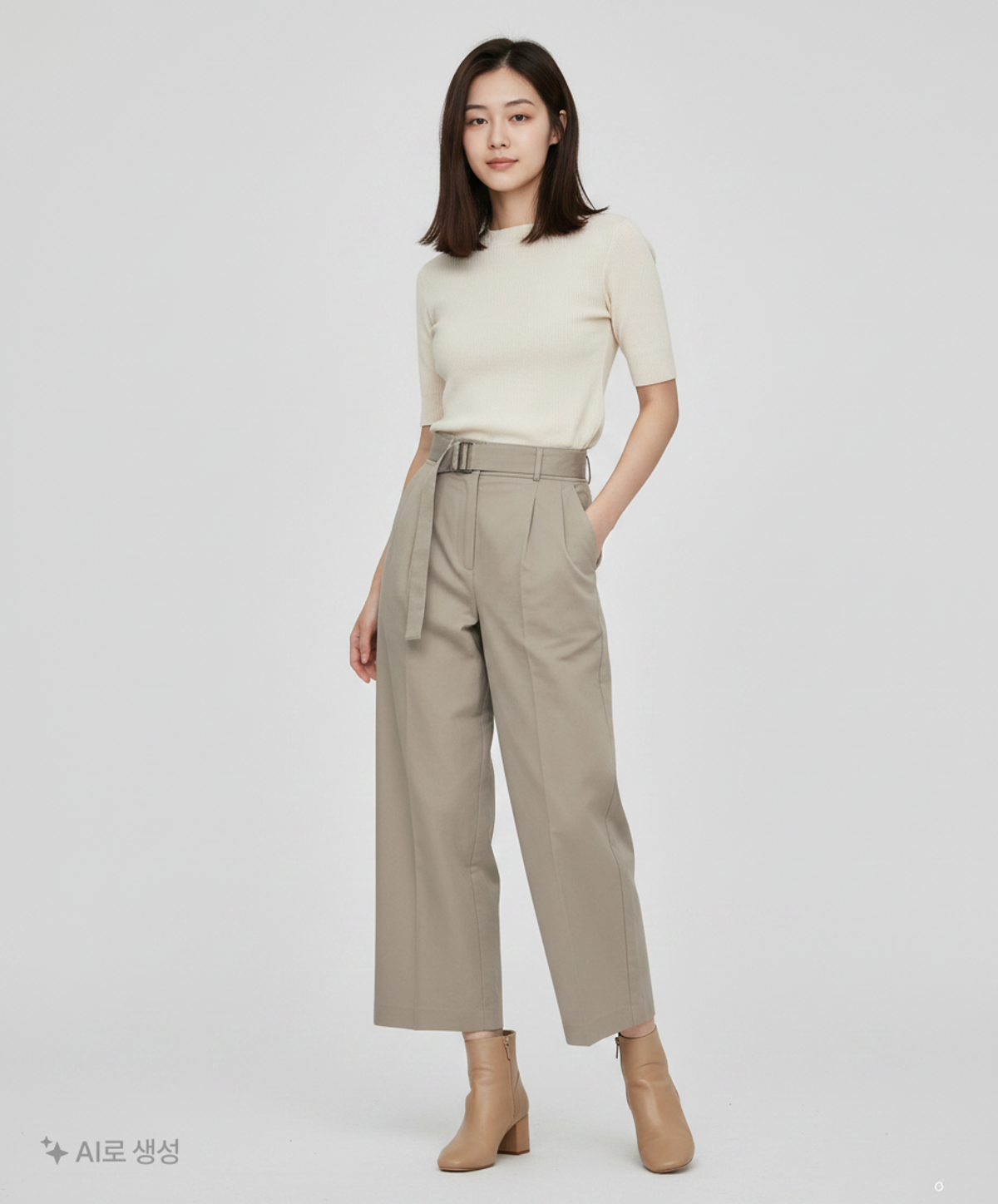 미쏘(MIXXO) 투턱 벨티드 와이드 팬츠 MIWTCA919C 26