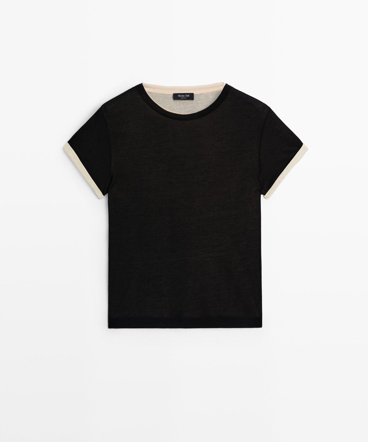 마시모두띠(MASSIMO DUTTI) 더블 마감 반팔 티셔츠
