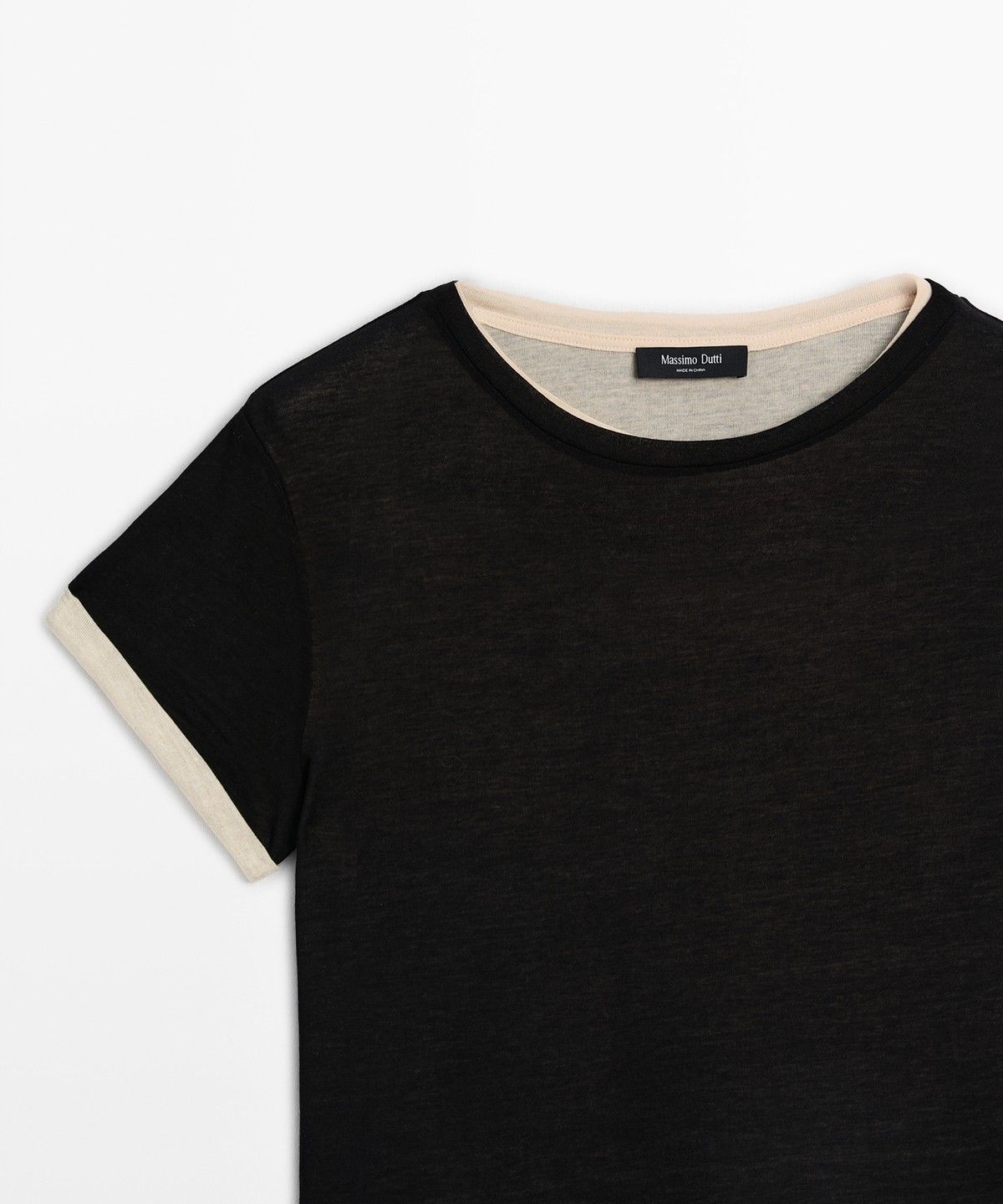 마시모두띠(MASSIMO DUTTI) 더블 마감 반팔 티셔츠