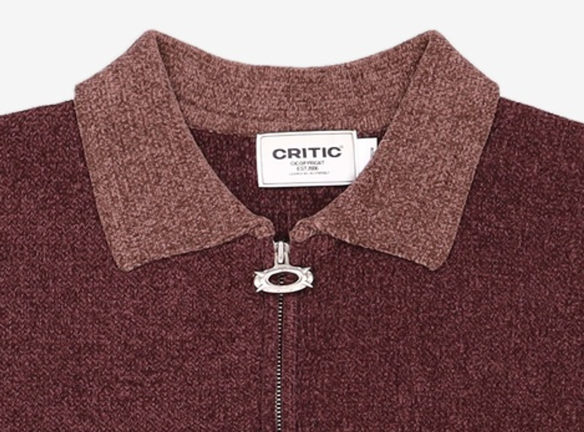 크리틱(CRITIC) WORK JACKET KNIT ZIP UP PURPLE M