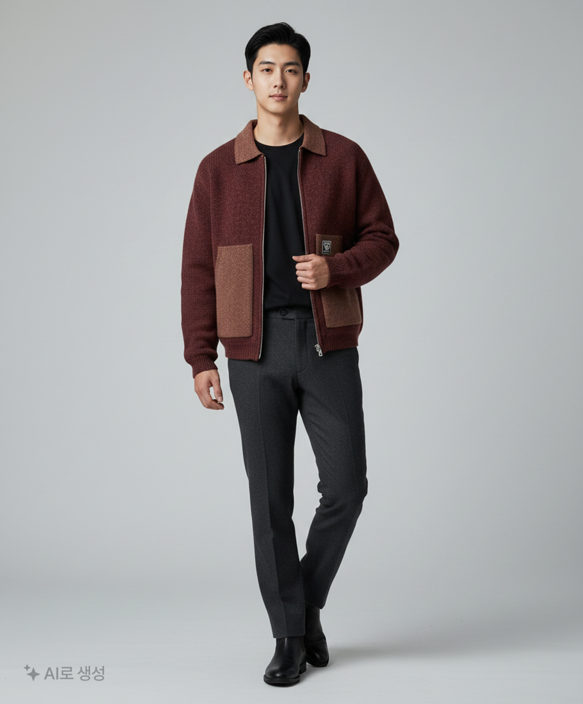 크리틱(CRITIC) WORK JACKET KNIT ZIP UP PURPLE M