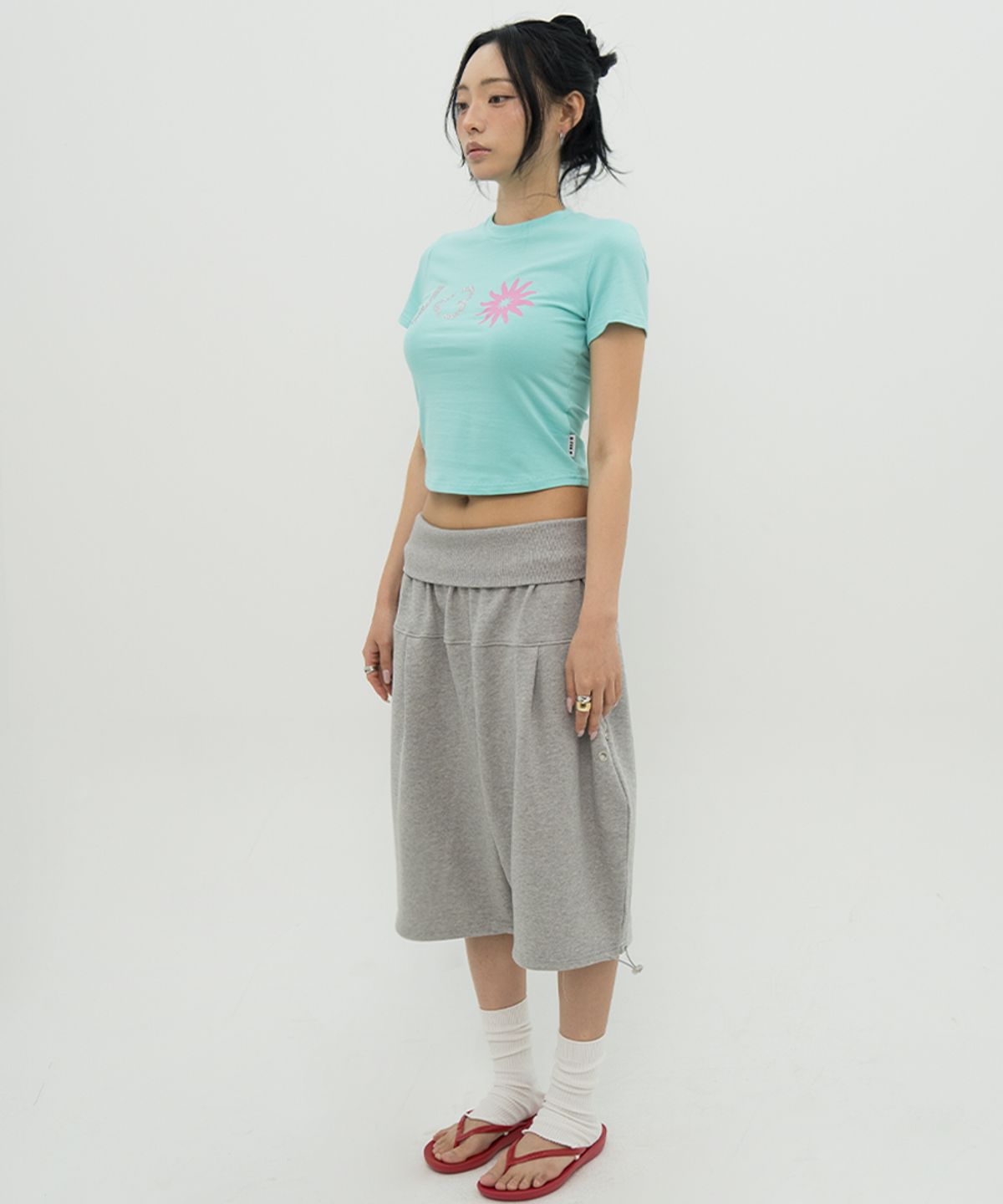 비피피(BFEEP) EYELET ADJUST PUFF PANTS_GREY
