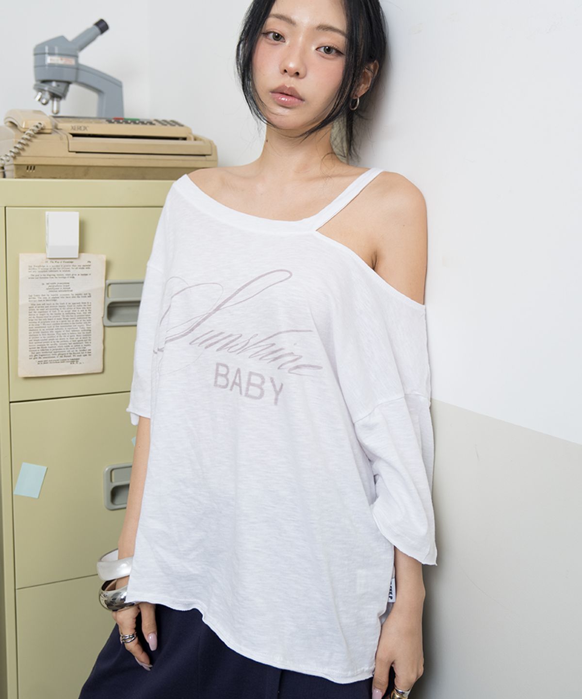 비피피(BFEEP) SUNSHINE BABY ASYM TEE_WHITE