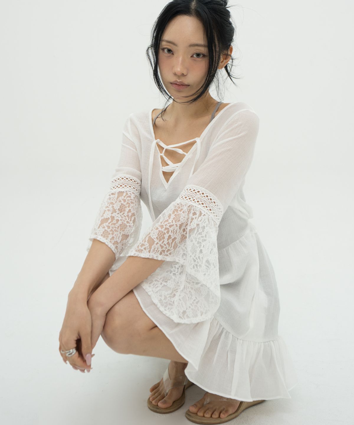 비피피(BFEEP) LACE SHEER DRESS _ WHITE