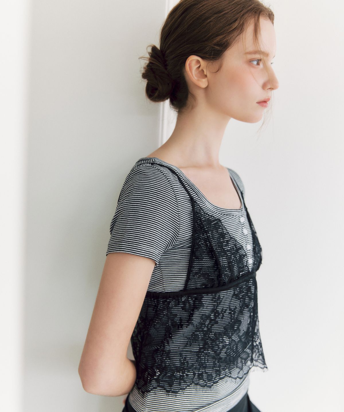 미쏘(MIXXO) 레이스 레이어드 뷔스티에_MIWBNG916B