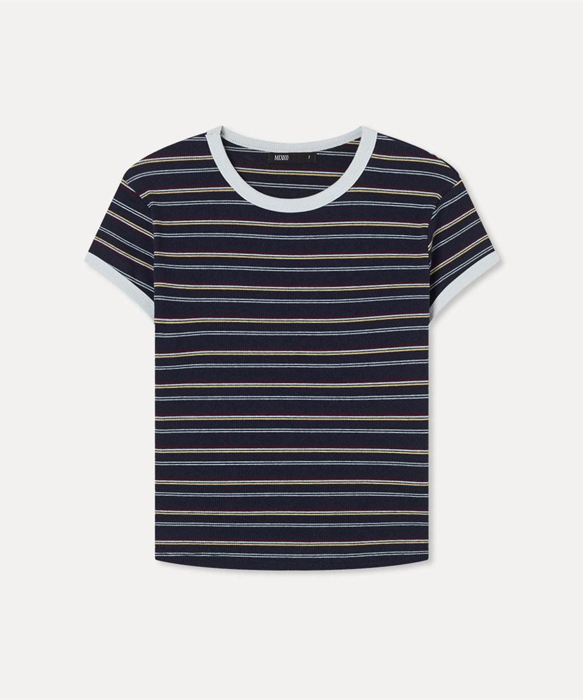 미쏘(MIXXO) 스트라이프 반팔 티셔츠_MIWHWG96SS