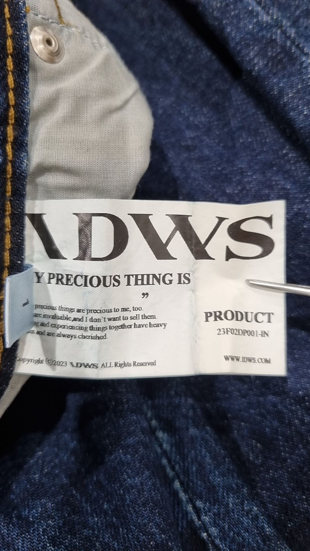 아이돈워너셀(IDWS) Applique Chasser Denim Pants Indigo 1