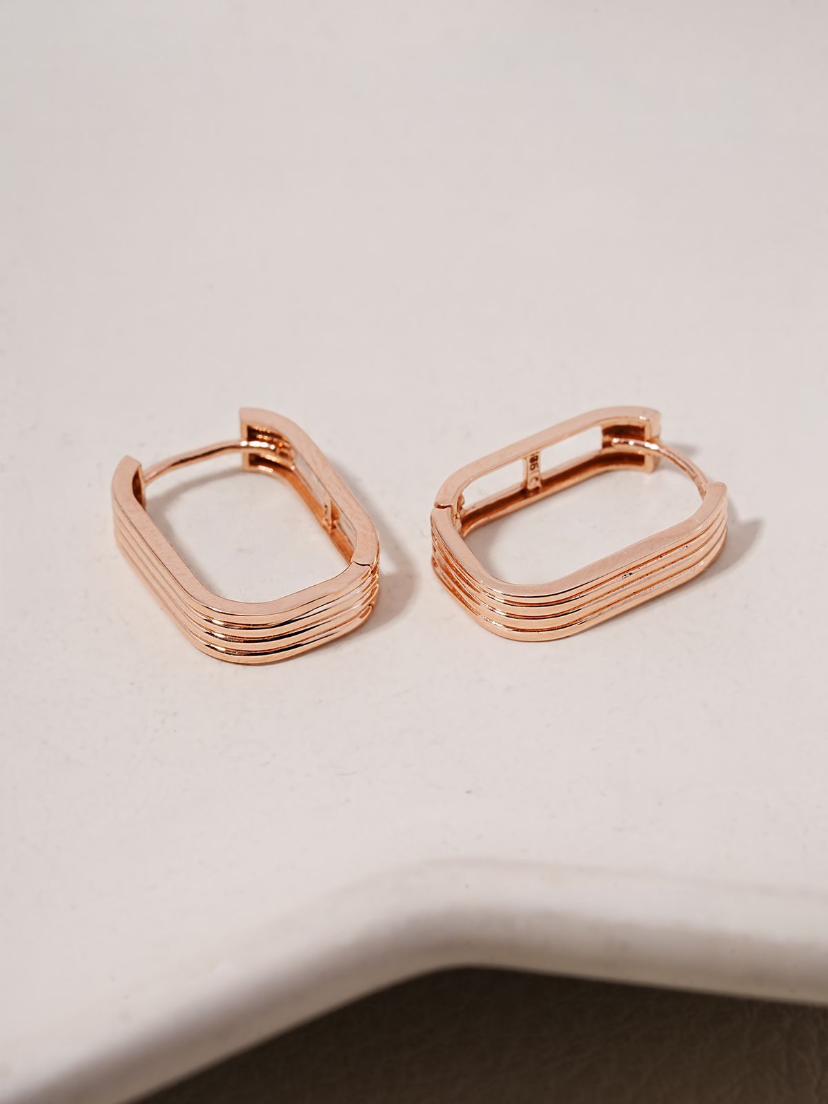 미니멀피어싱(MINIMALPIERCING) 14K 18K 레이어 스퀘어 원터치 링 귀걸이