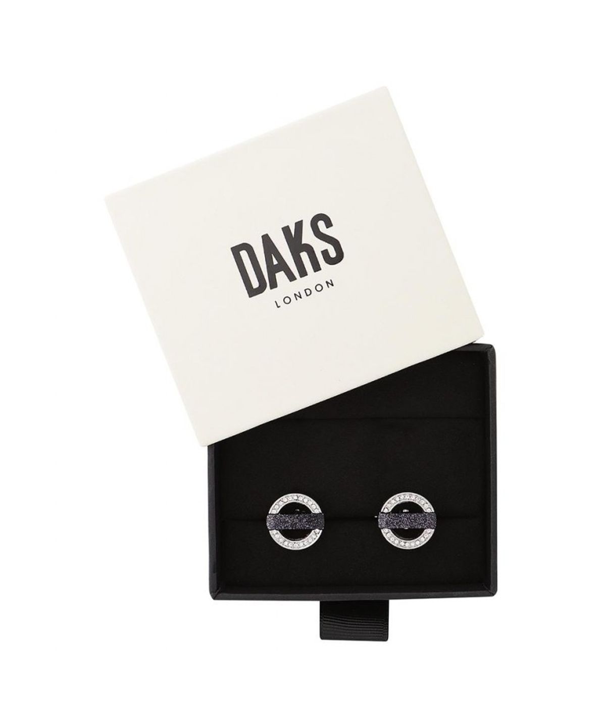 닥스셔츠(DAKS SHIRTS) 백금도금 원형 큐빅 사금석 커프스 실버_DMF1ACCF122S1
