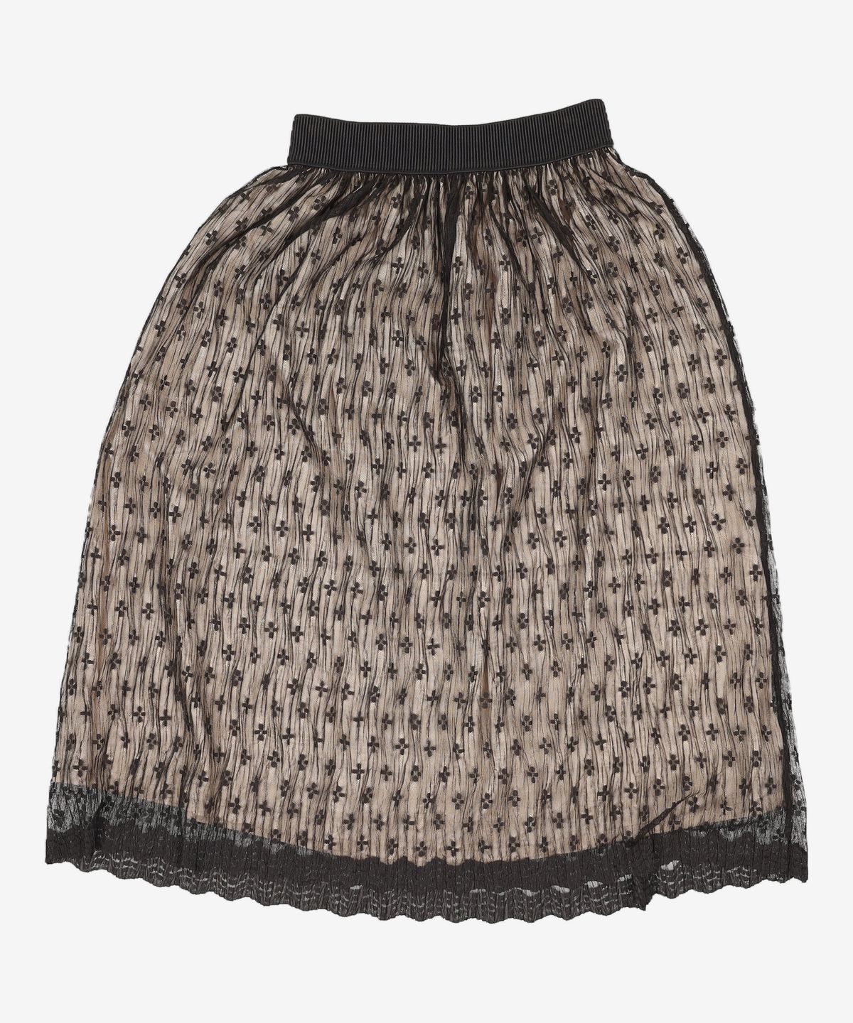 아방(AVANT-G) Wave Lace Banding Skirt - BLACK FREE