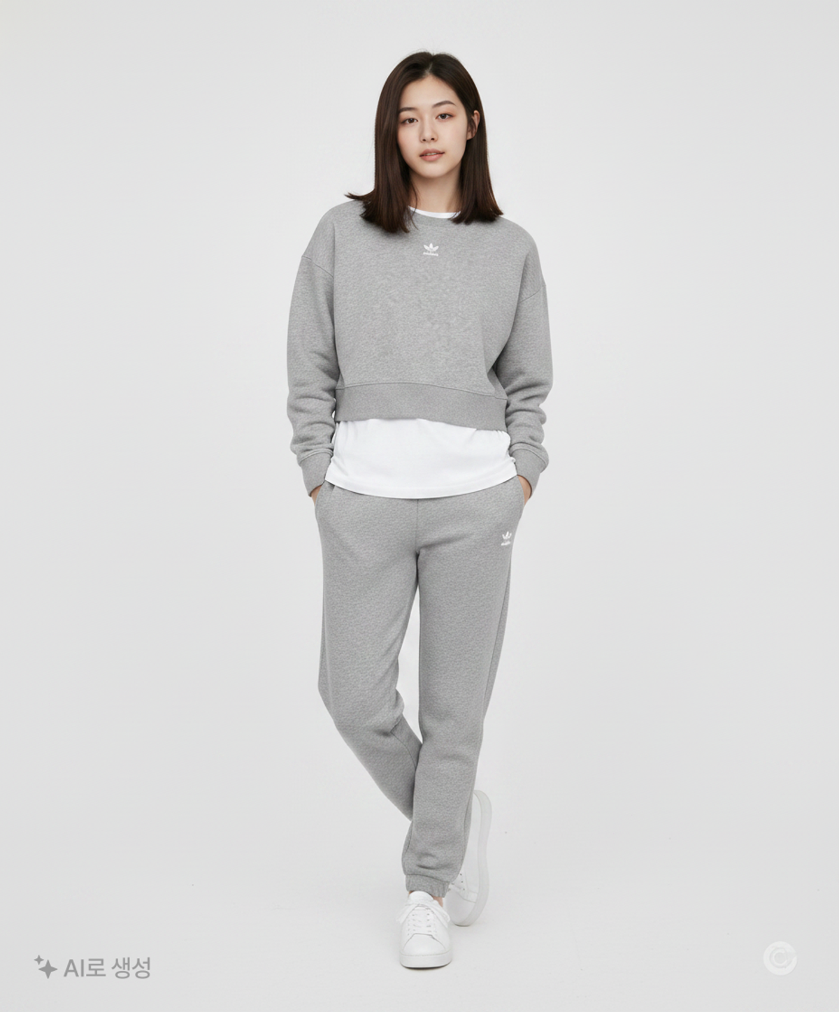아디다스(ADIDAS) 에센셜 스웨트셔츠 W - 그레이 / HF7478 S