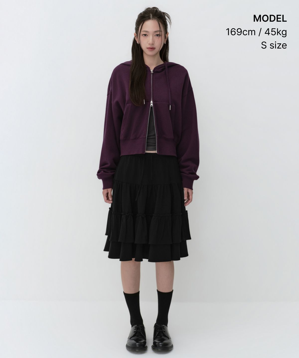무신사 스탠다드 우먼(MUSINSA STANDARD WOMAN) 우먼즈 저지 티어드 니 렝스 스커트 [블랙]