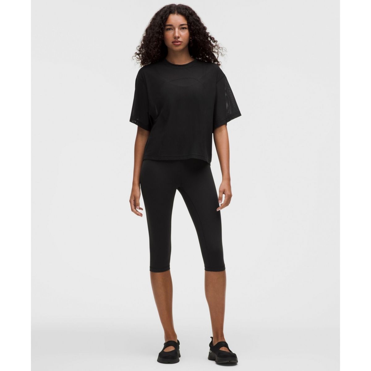 룰루레몬(LULULEMON) 스트레치 메쉬 릴랙스 핏 티셔츠  BLK