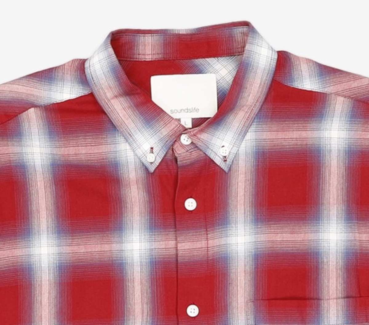 사운즈라이프(SOUNDSLIFE) Ombre Check Shirt Red L