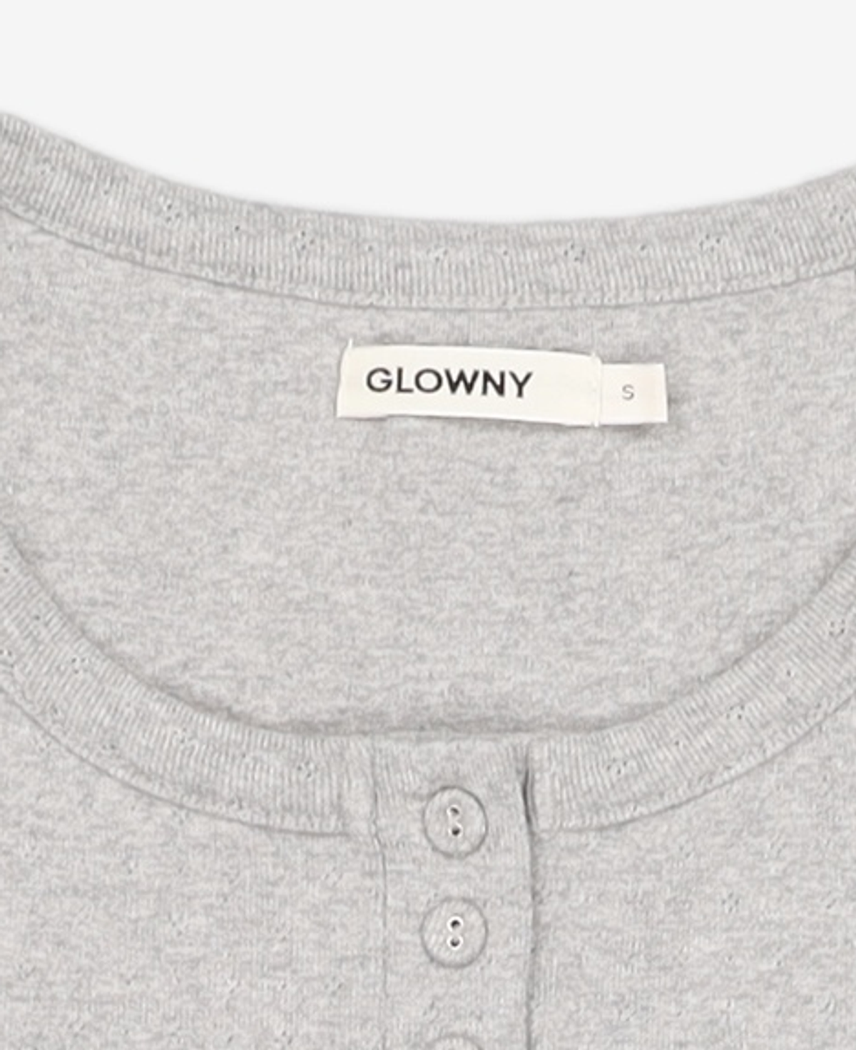 글로니(GLOWNY) PROVINCE EYELET BUTTON TEE (MELANGE GRAY) S