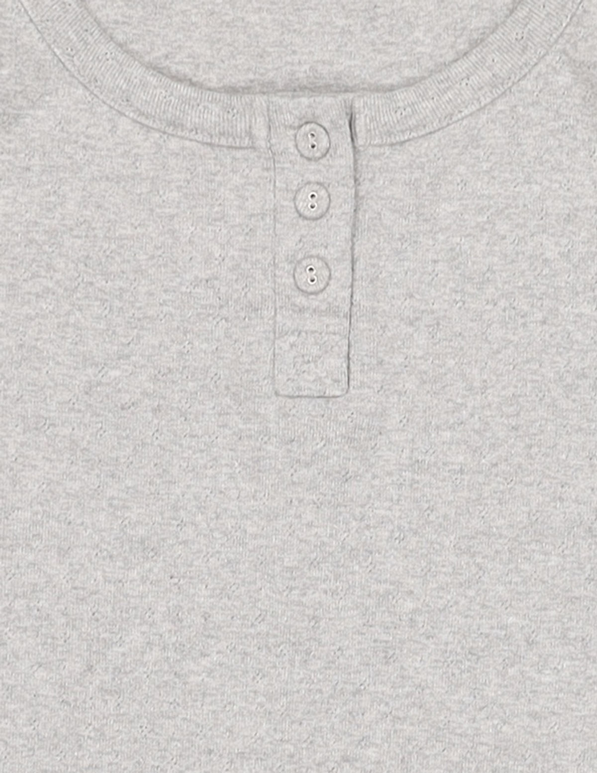 글로니(GLOWNY) PROVINCE EYELET BUTTON TEE (MELANGE GRAY) S
