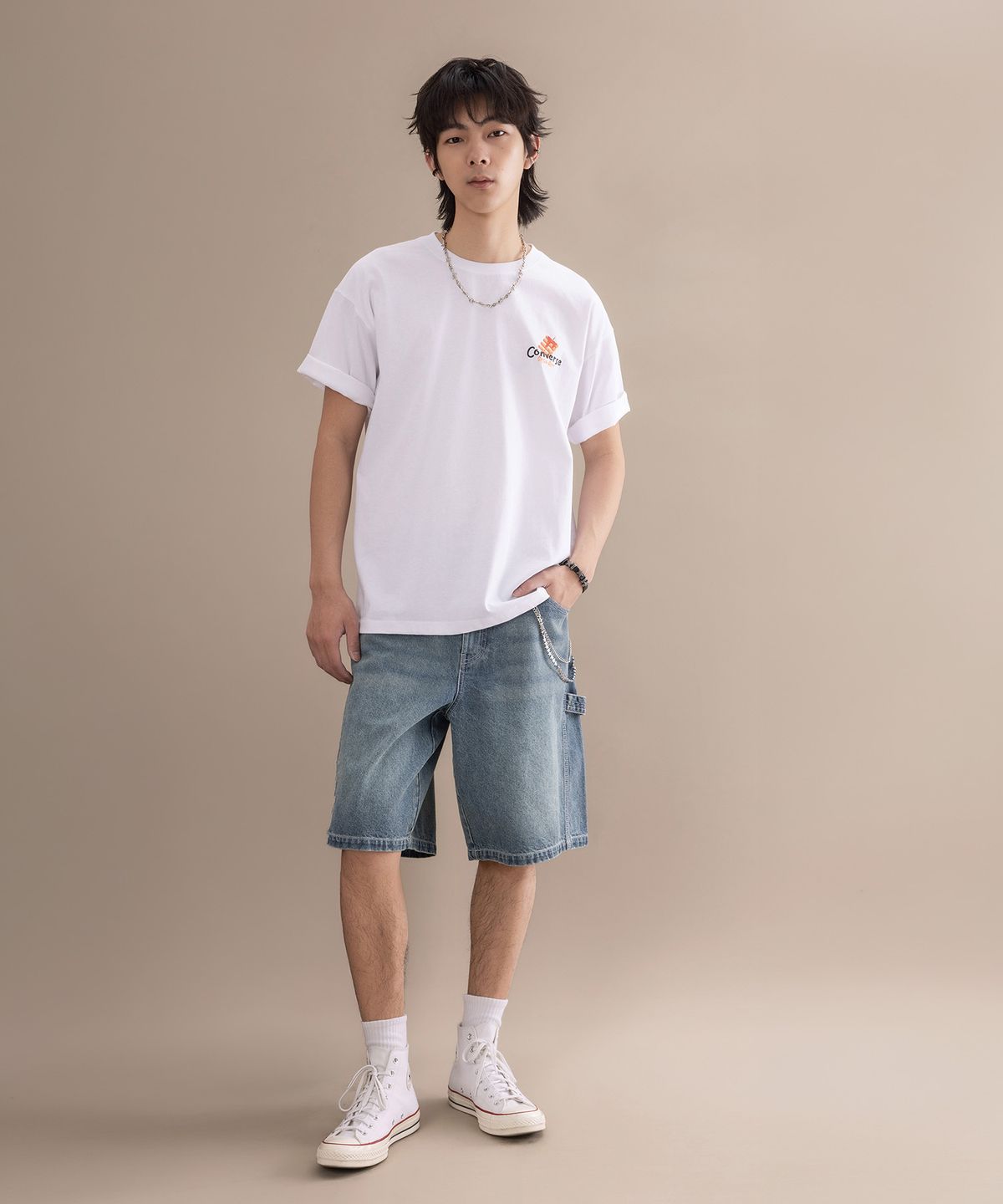 컨버스(CONVERSE) 코리아 스트리트 푸드 티셔츠 화이트 UCK170-001
